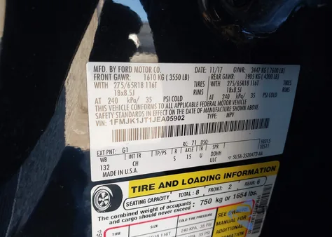 2018 Ford Expedition Max Xlt из США, поврежденный, VIN 1FMJK1JT1JEA05902